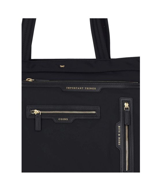 Anya Hindmarch Black Multi-Pocket Tote Bag
