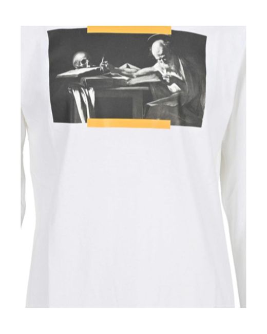 Off-White c/o Virgil Abloh White Caravaggio Painting Printed Crewneck T-Shirt for men