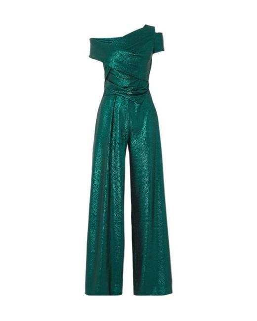 Talbot Runhof Green Symmetric Sequined Stretch-Jersey Jumpsuit