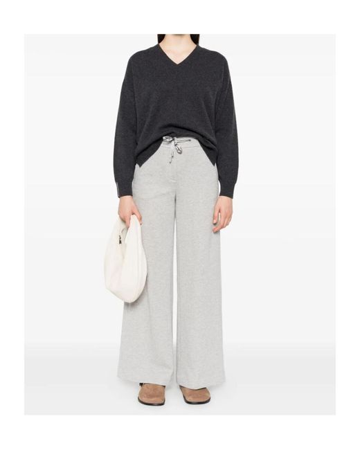 Peserico White Drawstring-Waist Wide-Leg Trousers