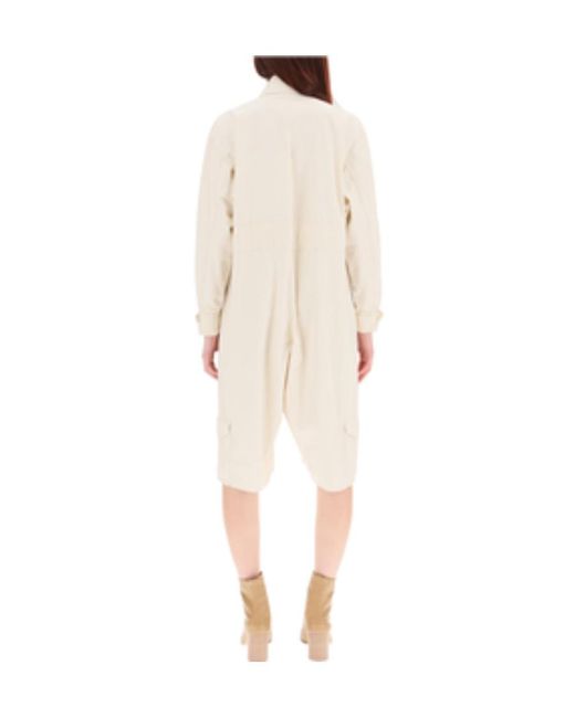 Maison Margiela Natural Pocket-Detail Knee-Length Playsuit
