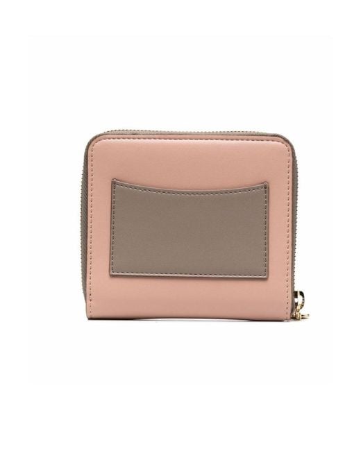 Stella McCartney Pink Logo Perforated Zip Around Wallet