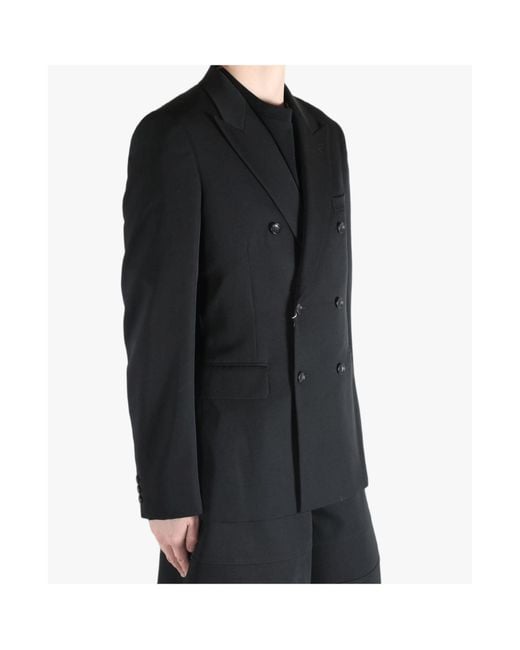 Comme des Garçons Black Double-Breasted Wool Jacket for men