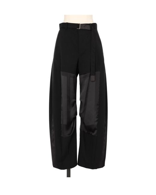 Sacai Black Belted Wide Leg Pants