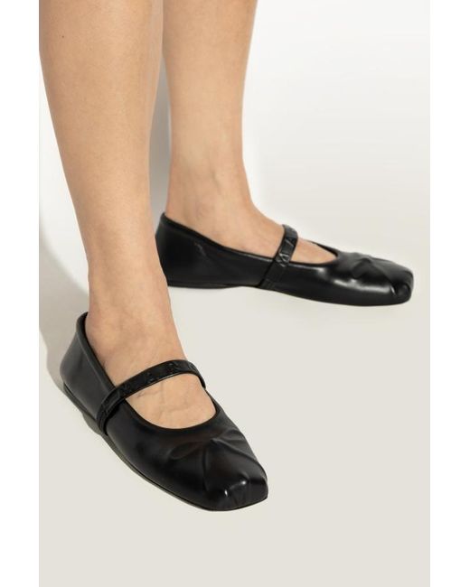 Marni Black Logo Embossed Ballet Flats