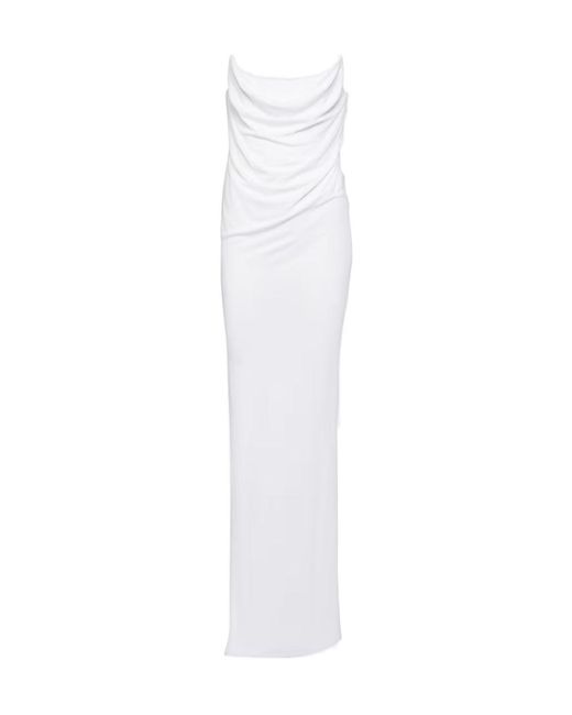 Alex Perry White Draped Corset Jersey Gown