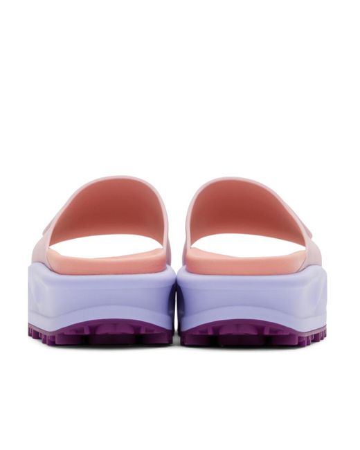 Gucci Purple Logo-Embossed Flatform Slides