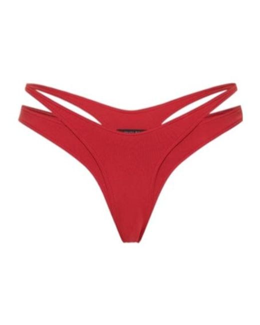 Mugler Red Strappy Cut Out Bikini Bottoms