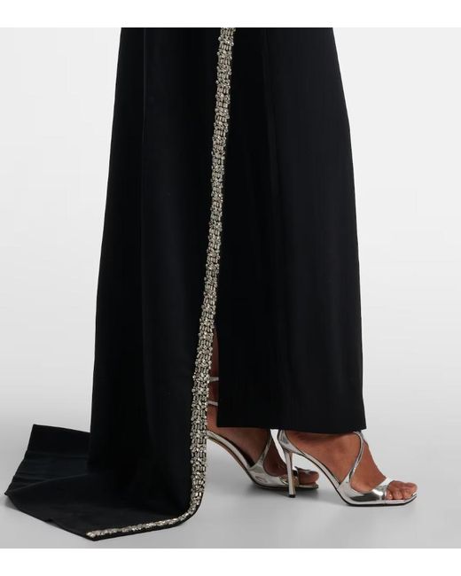 Roland Mouret Black Embellished Satin Crepe Gown