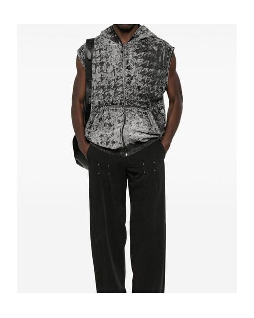 DIESEL Black Kangaroo Pocket Hooded Vest for men