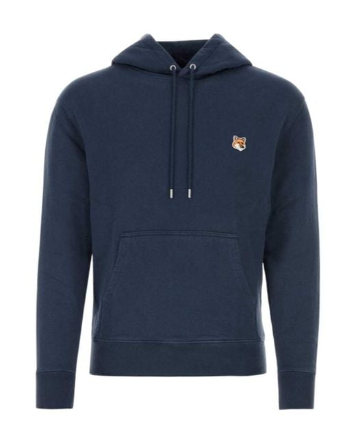 Maison Kitsuné Blue Maison Kitsuné Fox Head Patch Drawstring Hoodie for men