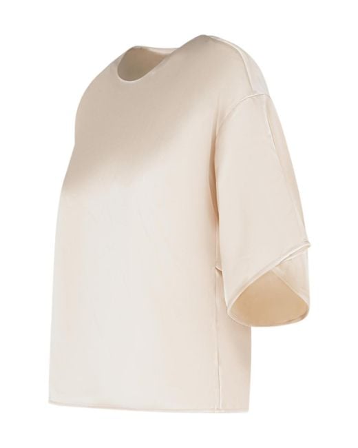 Jonathan Simkhai White Satin-Finish Short-Sleeve Top