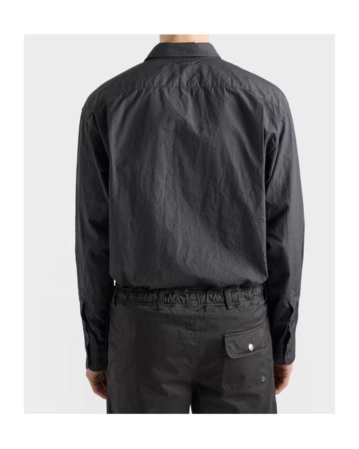 Prada Gray Logo-Patch Pocket Shirt for men