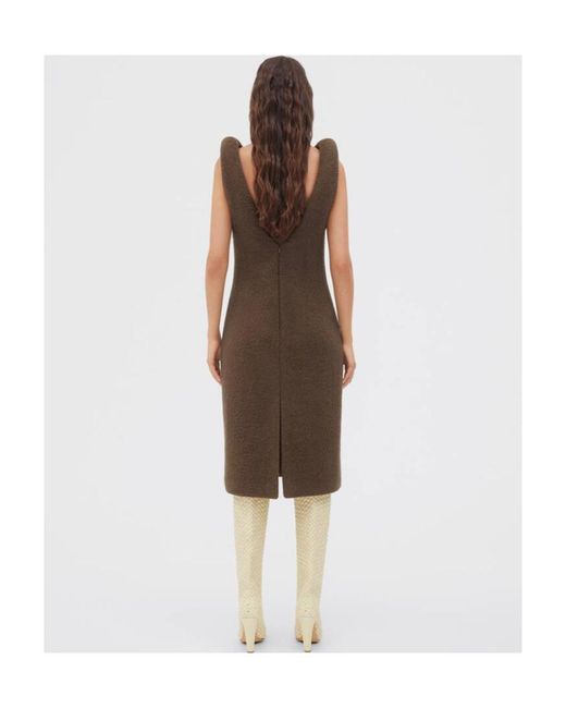 Bottega Veneta Brown Logo V-Neck Dress