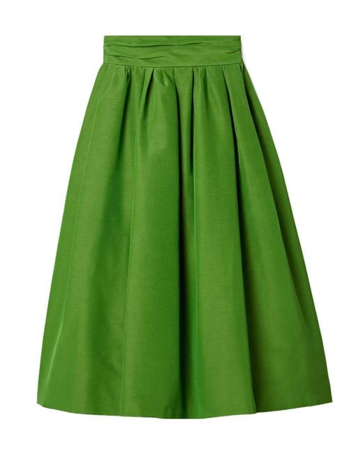 Carolina Herrera Green Pleated Midi Skirt