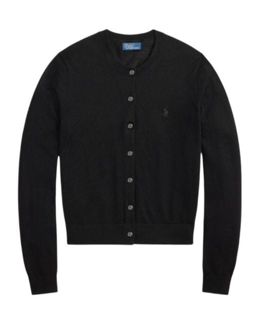 Polo Ralph Lauren Black Button-Up Wool Cardigan