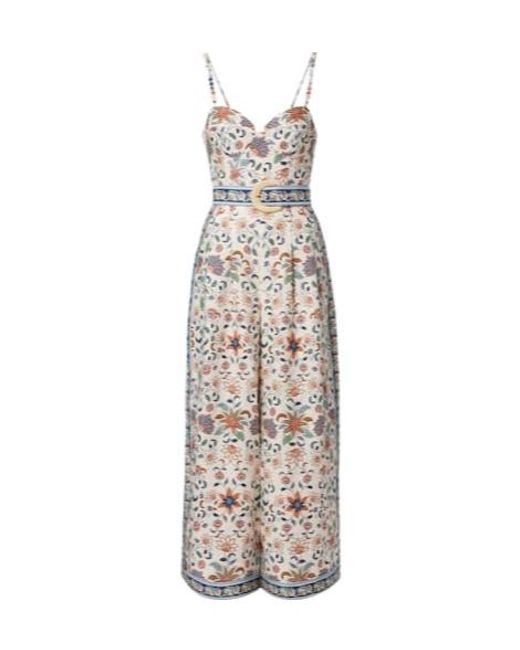 Farm Rio White Delhi Floral Linen Jumpsuit