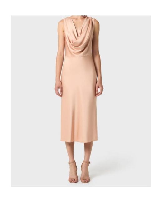 Blumarine Natural Draped Neck Midi Dress
