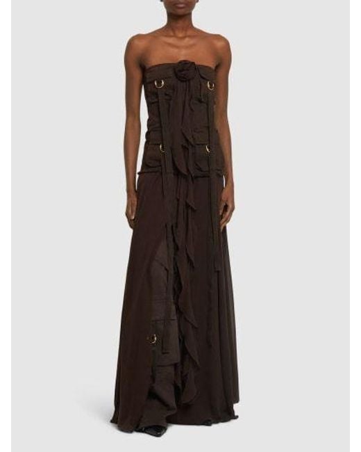 Blumarine Brown Tube Top Sleeveless Dress