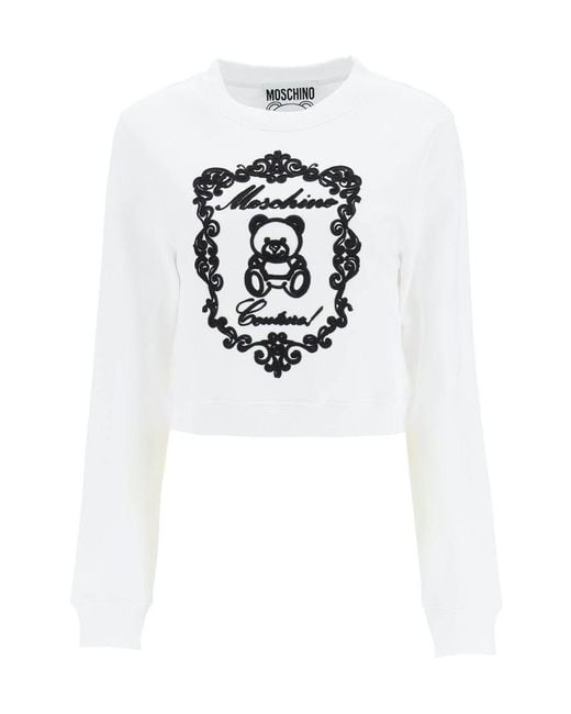Moschino White Logo-Print Cotton Sweatshirt