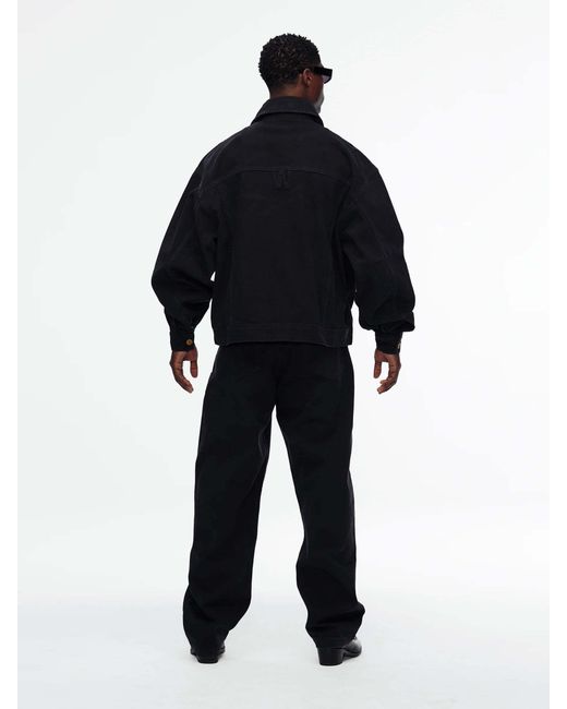 Willy Chavarria Black Logo-Buttoned Denim Jacket for men