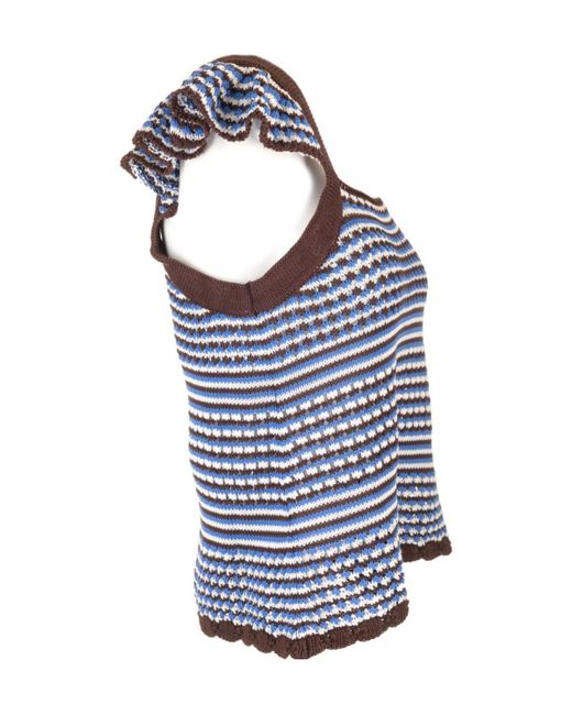 A.P.C. Blue Striped Crochet Top