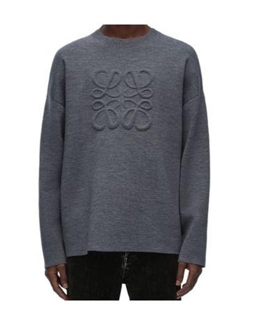 Loewe Gray Logo Detailed Crewneck Jumper for men