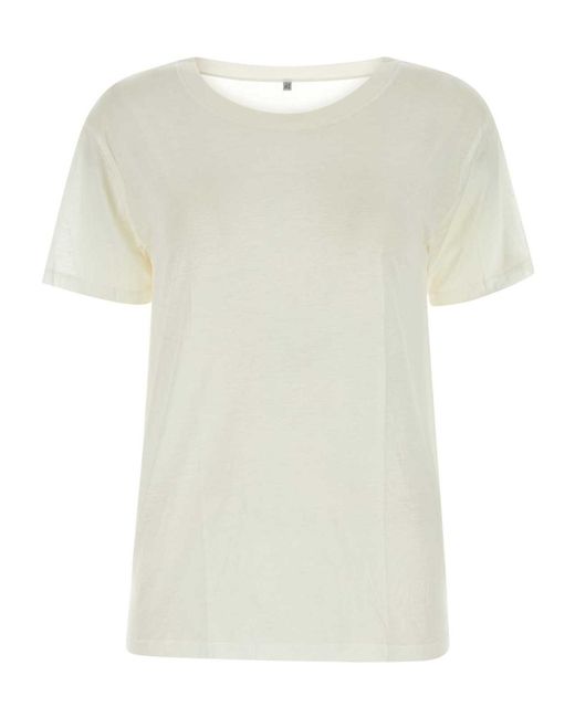 Baserange White Short Sleeved Wide Neck T-Shirt