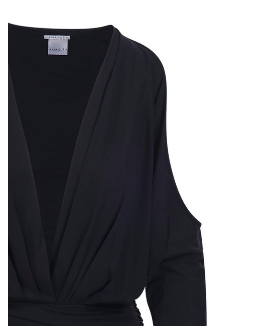 Amazuìn Blue Olivia Draped Mini Dress