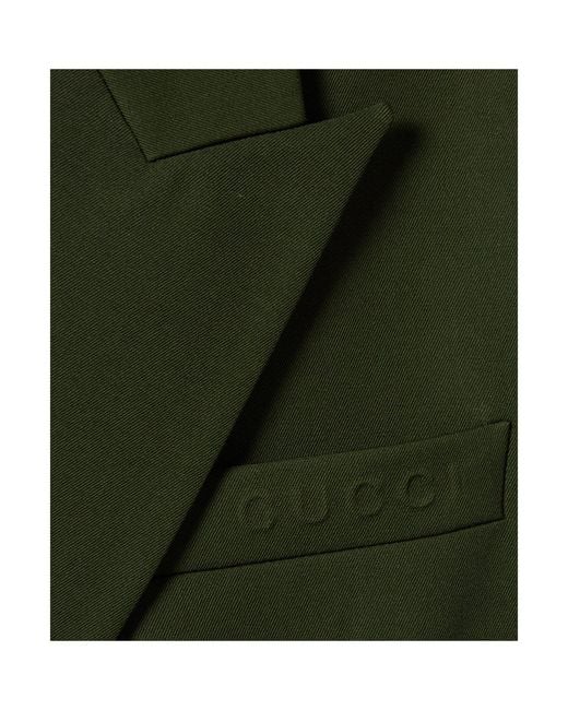 Gucci Green Double-Breasted Light Wool Gabardine Jacket for men
