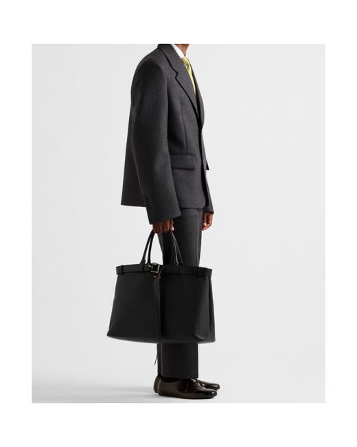 Prada Black Buckle Leather Bag With Belt for men