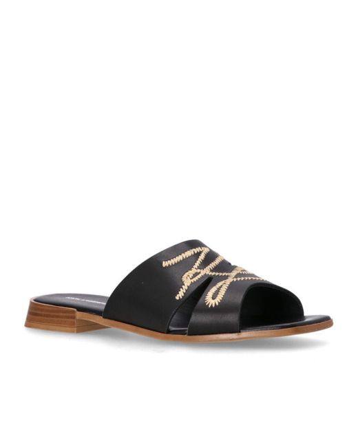 Karl Lagerfeld Brown Lock-Sewn Slippers