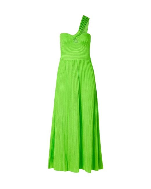 Gabriela Hearst Green Altura One-Shoulder Ribbed Silk Midi Dress