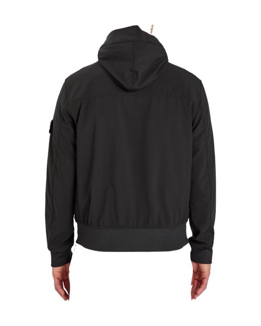 Stone Island Gray Water-Resistant Hooded Soft Shell Jacket for men