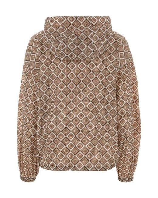 Prada Brown Geometric-Print Hooded Jacket