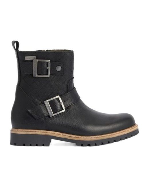 Barbour Black Double Buckle Ankle Boots
