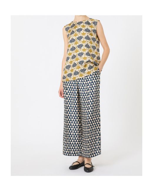 Max Mara Multicolor Reversible Printed Silk Top