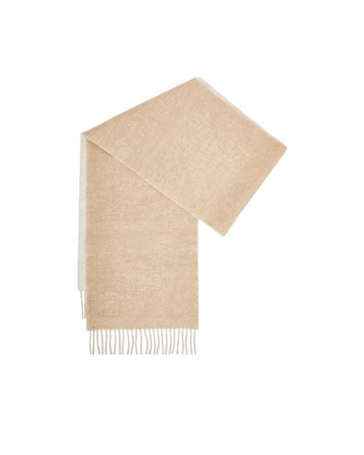 Loewe White Logo Wool Cashmere Scarf