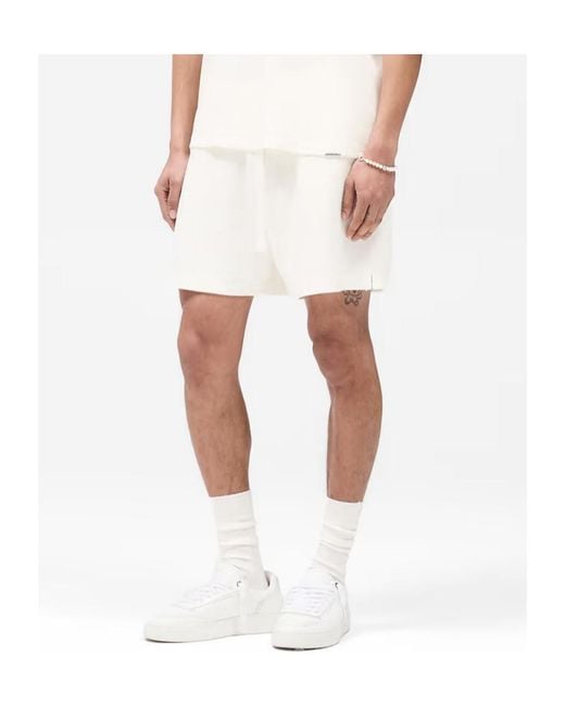 Represent White Waffle Shorts for men