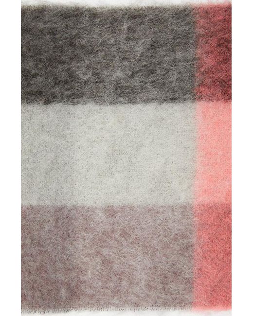 Acne White Logo-Appliqué Checked Scarf