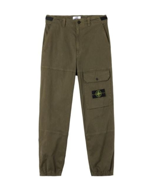 Stone Island Green Loose-Fit Cargo Trousers With Adjustable Waistband for men