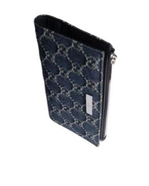 Gucci Blue Long Wallet With Plaque