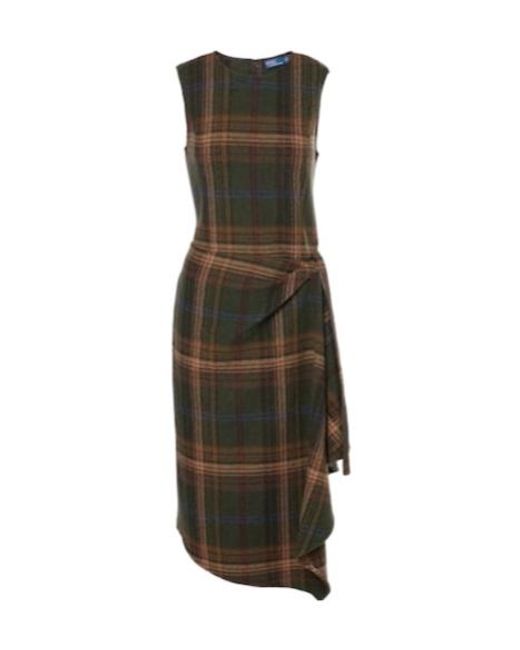 Polo Ralph Lauren Multicolor Plaid Wool-Blend Midi Dress