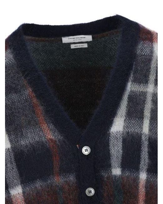Thom Browne Black Checkered Button-Up Cardigan for men