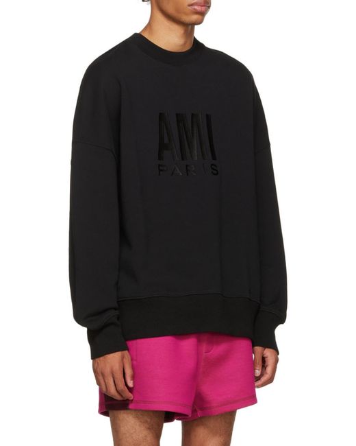 AMI Black Logo-Print Sweatshirt for men