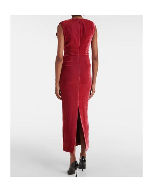 Roland Mouret Red Bow-Detail Velvet Maxi Dress