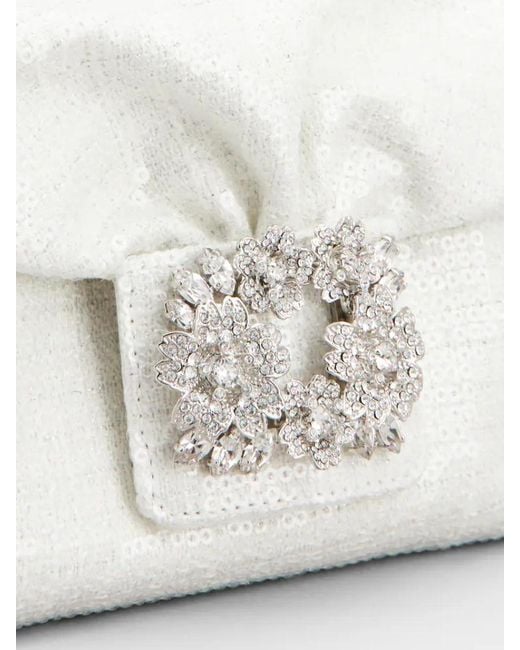 Roger Vivier White Efflorescence Sequins Micro Bag