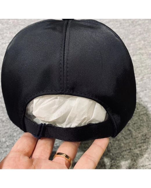 Prada Black Logo Plaque Curved-Peak Baseball Hat