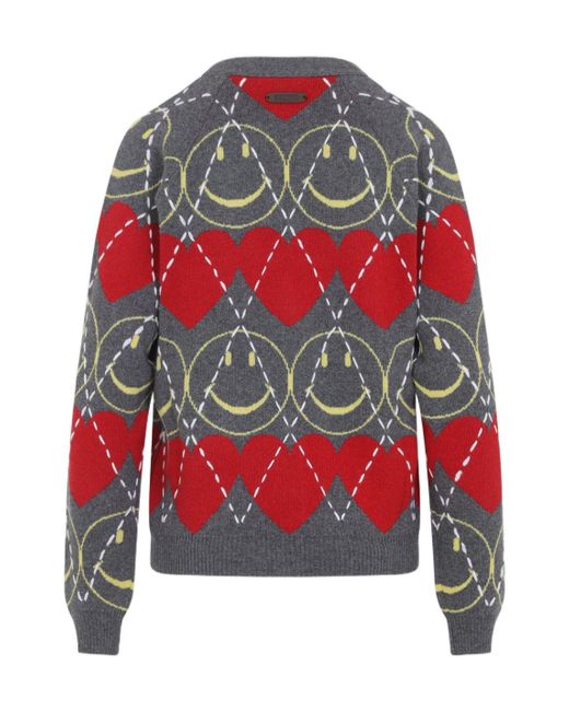 Moschino Red V-Neck Knitted Cardigan