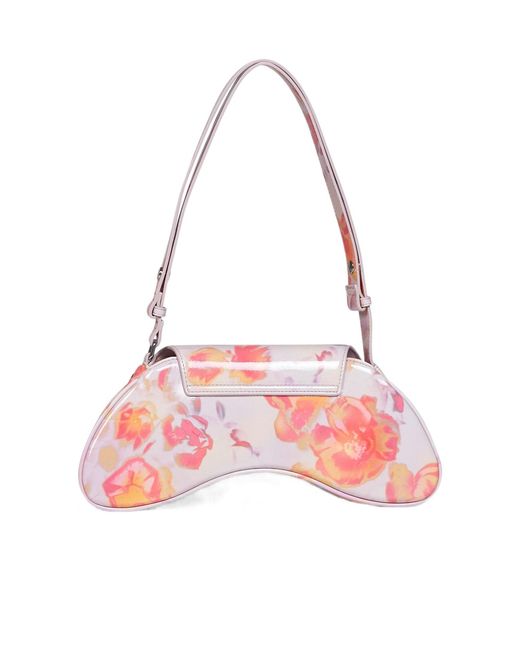DIESEL White Play Floral-Print Shoulder Bag